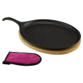 Conjunto de Panela Fajita de Ferro Fundido Oval com Serviço de Madeira